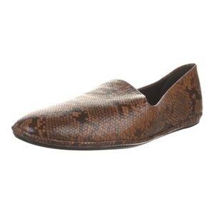 Vince Paz Brown Snakeskin-Print Leather Loafers